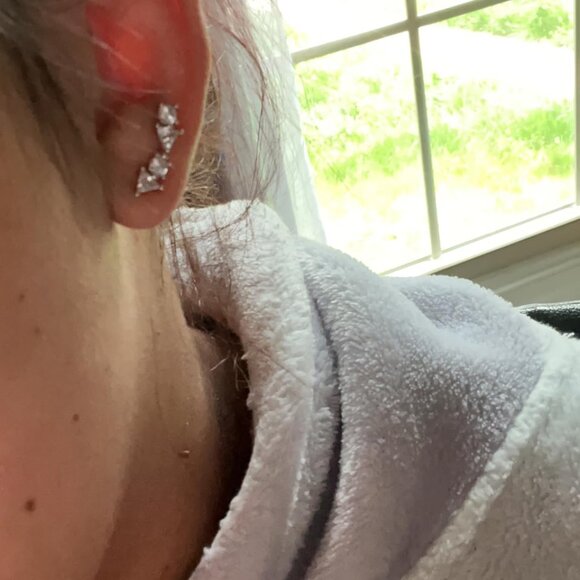 Neiman Marcus 14K Gold Plated Geometric Crawler Earrings - Picture 4 of 5